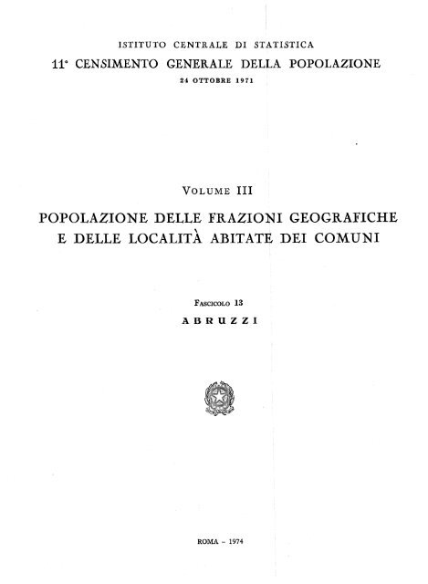 popolazione delle frazioni geografiche e delle localita abitate ... - Istat