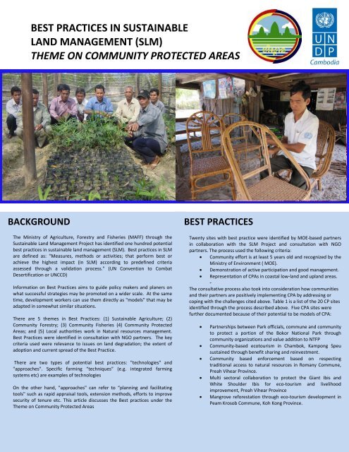 best practices in sustainable land management (slm) theme on ...