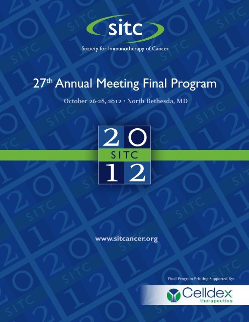 SITC Annual Meeting Final Program Now Online - Society for ...