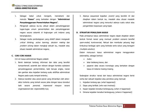 pedoman penulisan kasus administrasi negara - Pusdiklat ...