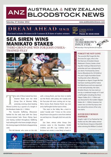 REAd TOMORROw's IssuE FOR - ANZ Bloodstock News