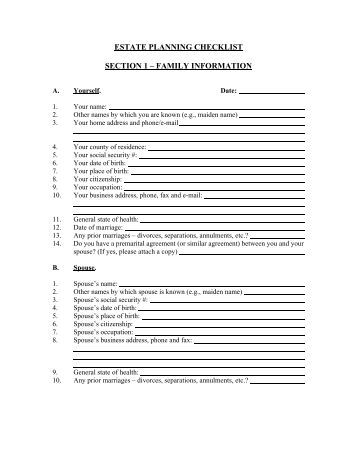 Estate planning checklist Estate planning checklist