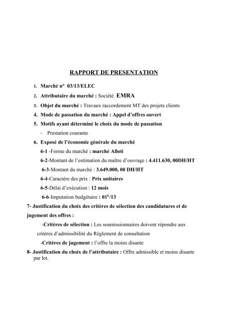 RAPPORT DE PRESENTATION - Radeema