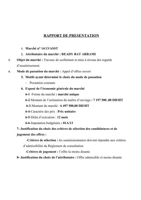 RAPPORT DE PRESENTATION - Radeema