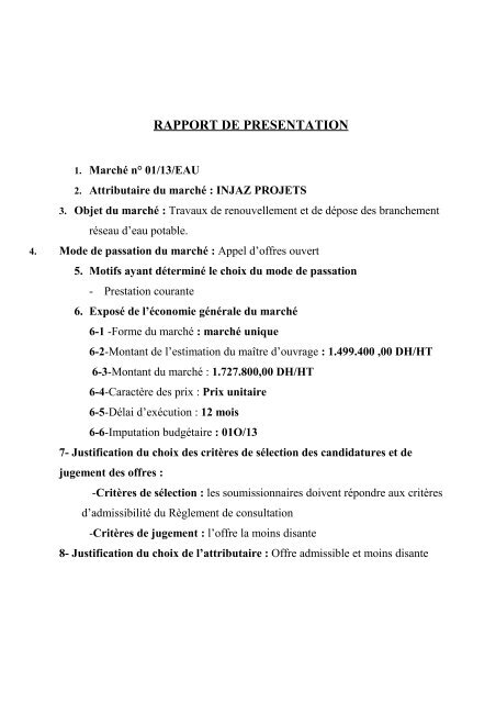 RAPPORT DE PRESENTATION - Radeema