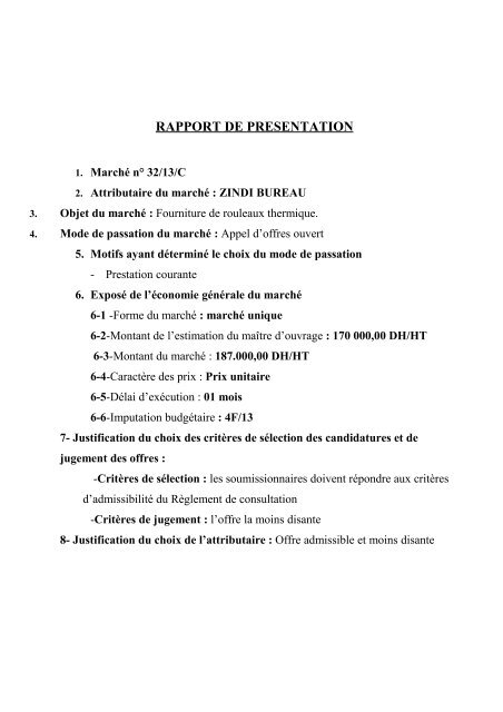 RAPPORT DE PRESENTATION - Radeema