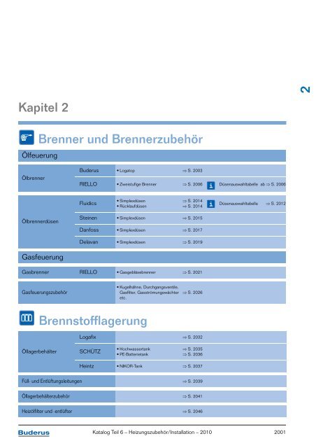 Kapitel 2 Brenner und Brennerzubehör Brennstofflagerung - Buderus