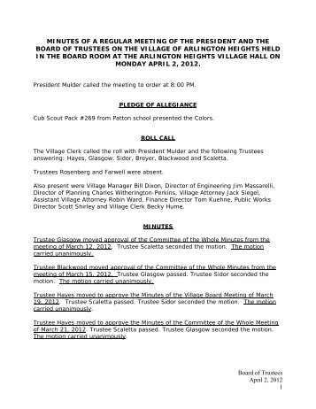 Village Board 04/02/2012 - Village of Arlington Heights