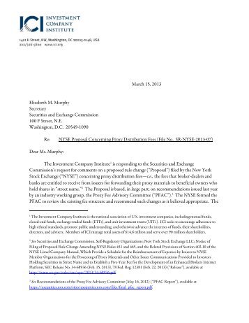 Comment Letter on NYSE Proposal Regarding Proxy Distribution Fees