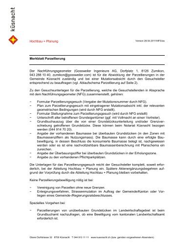 Hochbau + Planung Merkblatt Parzellierung Der ...