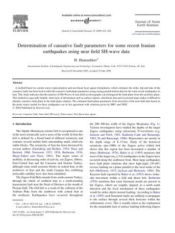 Determination of causative fault parameters for some recent Iranian ...