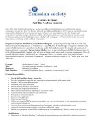 JOB DESCRIPTION Part-Time Academic Instructor - New York City ...