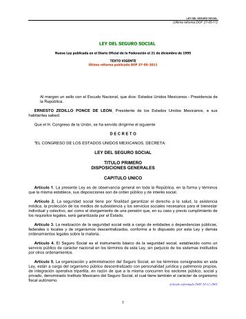 Ley del Seguro Social - Reformas de 1995 a 2011 - Consar