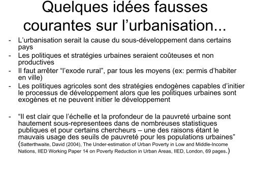 Les dÃ©fis de l'urbanisation du monde - Euromedina