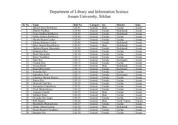 Dept. of Library and information Science - Assam University