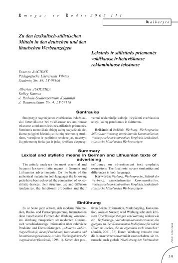 Zu den lexikalisch-stilistischen Mitteln in den ... - VPU biblioteka
