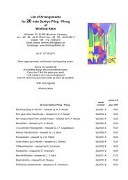 List of Arrangements for 20 note Sankyo Pling - Plong of Winfried Klein