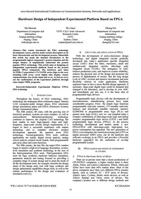 Hardware Design of Independent Experimental Platform ... - GSE