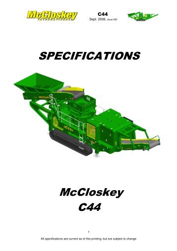 SPECIFICATIONS McCloskey C44 - Best Machinery Kft.