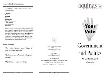 Government & Politics leaflet.indd - Aquinas College