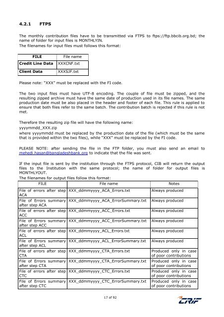 Batch User Guide produced by CRIF - Janata Bank