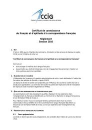 Certificat de connaissance du français et d'aptitude à la ... - CCIG