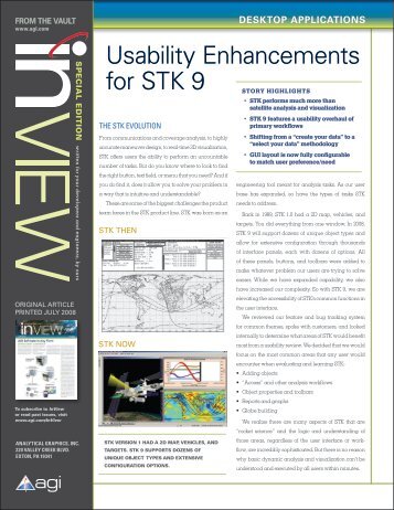 Usability Enhancements for STK 9 - AGI