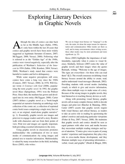Exploring Literary Devices in Graphic Novels - National Council of ...