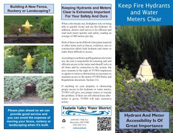 Keep Fire Hydrants and Water Meters Clear brochure (PDF)