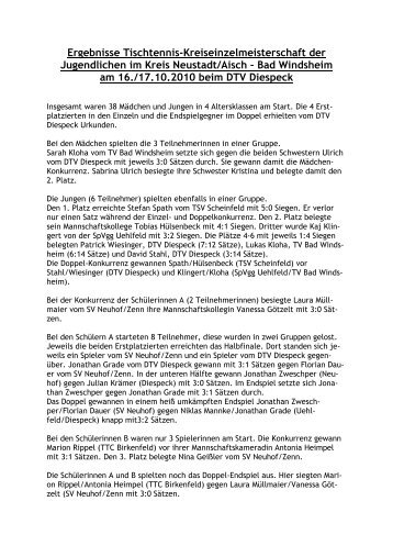 Bericht und Ergebnisse - Neustadt/Aisch
