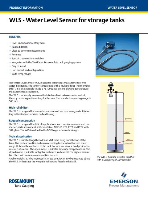 Water Level Sensor For Storage Tanks Emerson Process Management Water Level Sensor For Storage Tanks Emerson Process Management