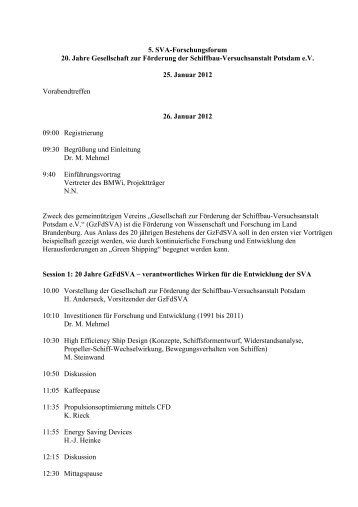 5. SVA-Forschungsforum 20. Jahre Gesellschaft zur Förderung der ...