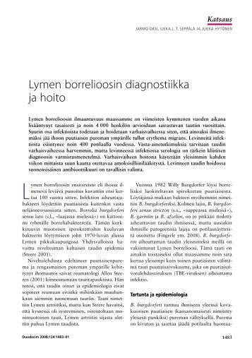 Lymen borrelioosin diagnostiikka ja hoito - Duodecim