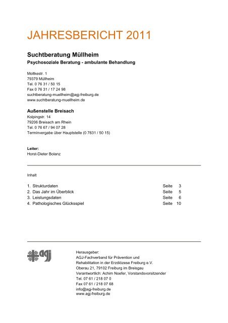 Jahresbericht SB-Müllheim - Suchtberatung Müllheim
