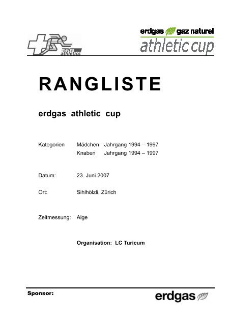 Rangliste 23.6.2007 - TV Uster