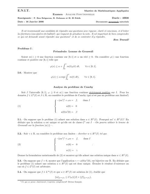 Recueil d'Examens Analyse Fonctionnelle - lamsin