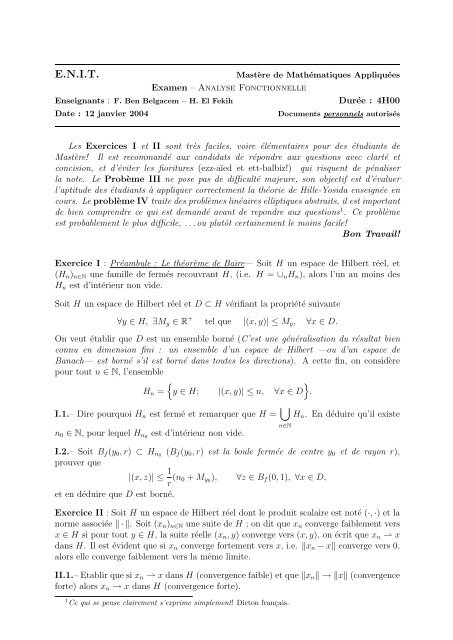 Recueil d'Examens Analyse Fonctionnelle - lamsin