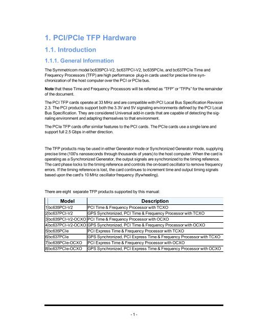 PCI_PCIe User Guide_RevA.pdf - Symmetricom