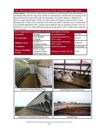 200-Cow Confinement, Sand Bedded Freestall, Flush, Mechanical ...