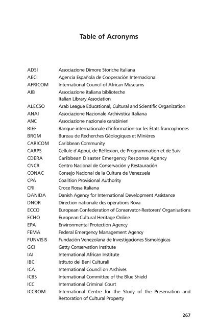 Table of Acronyms