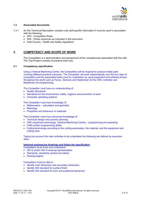 TECHNICAL DESCRIPTION CNC MILLINg