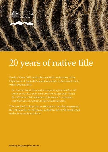 20 years of native title - National Native Title Tribunal