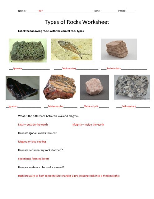 types-of-rock-worksheet