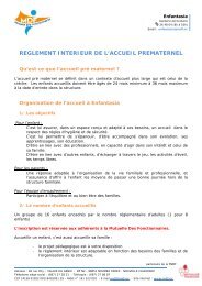 reglement interieur de l'accueil prematernel - Mutuelle des ...