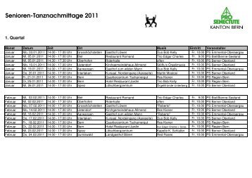 Programm Tanznachmittage 2011 - Pro Senectute Kanton Bern