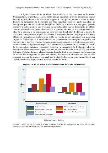 InÃ©galitÃ©s sur le marchÃ© du travail au Canada entre ... - Oeconomia.net