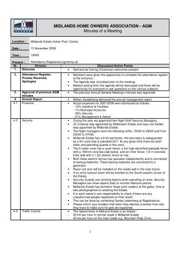 2008 Midlands AGM - Minutes - Midrand Estates