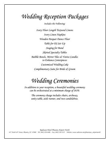 Wedding Reception Packages Wedding Ceremonies