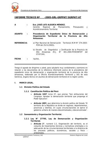 Informe TÃ©cnico de Procedencia del Expediente Ãnico - Gobierno ...