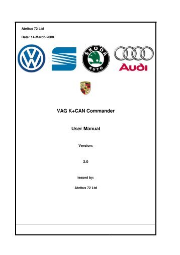 VAG K+CAN Commander User Manual - Reset Tools